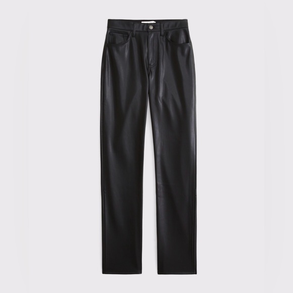 Abercrombie & Fitch Curve Love High Rise 90s Straight Vegan Leather Pant - Picture 10 of 10